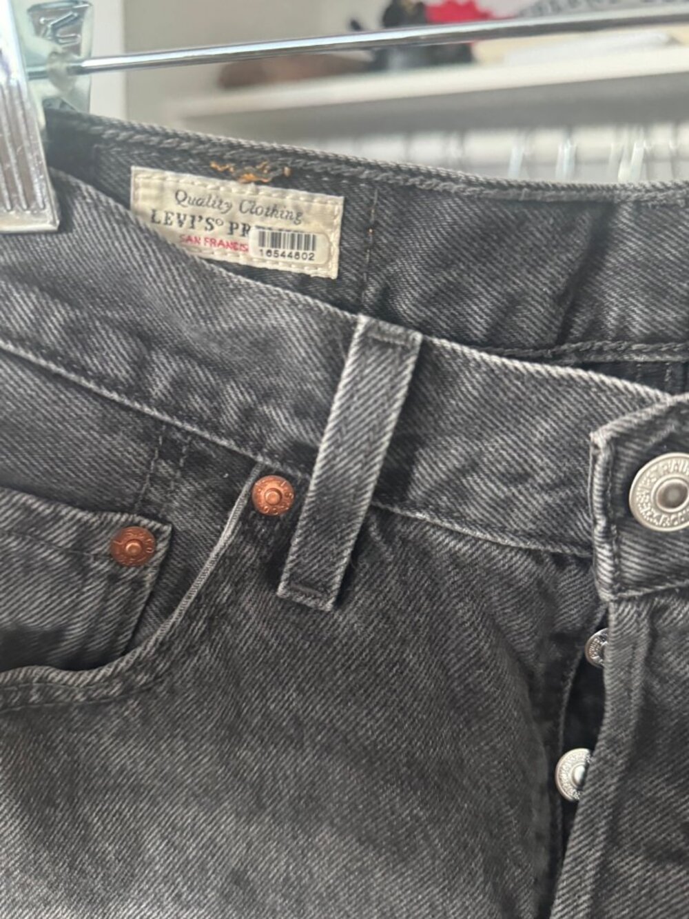 Levi's Premium Black Button Fly Straight Leg Jeans